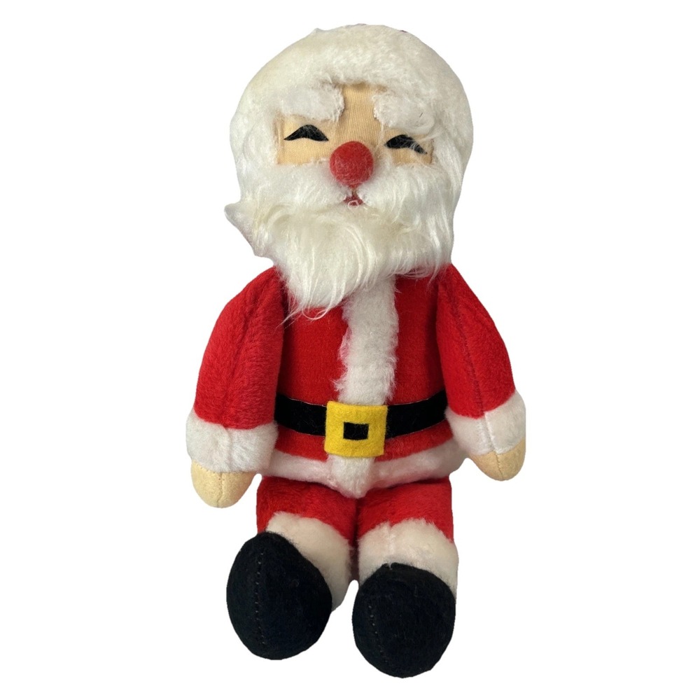 Vintage Santa Wind Up Music Box Head Moves Musical Holiday Plush Toy Read